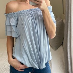ASTR the Label blue off-the-shoulder blouse in size XS
